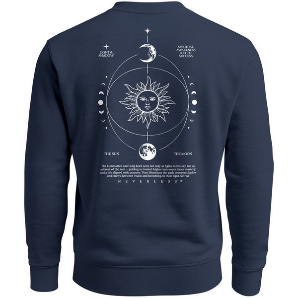 Neverless Sweatshirt Sweatshirt Herren Pullover mit Backprint Astronomie Sonne-Mond Design