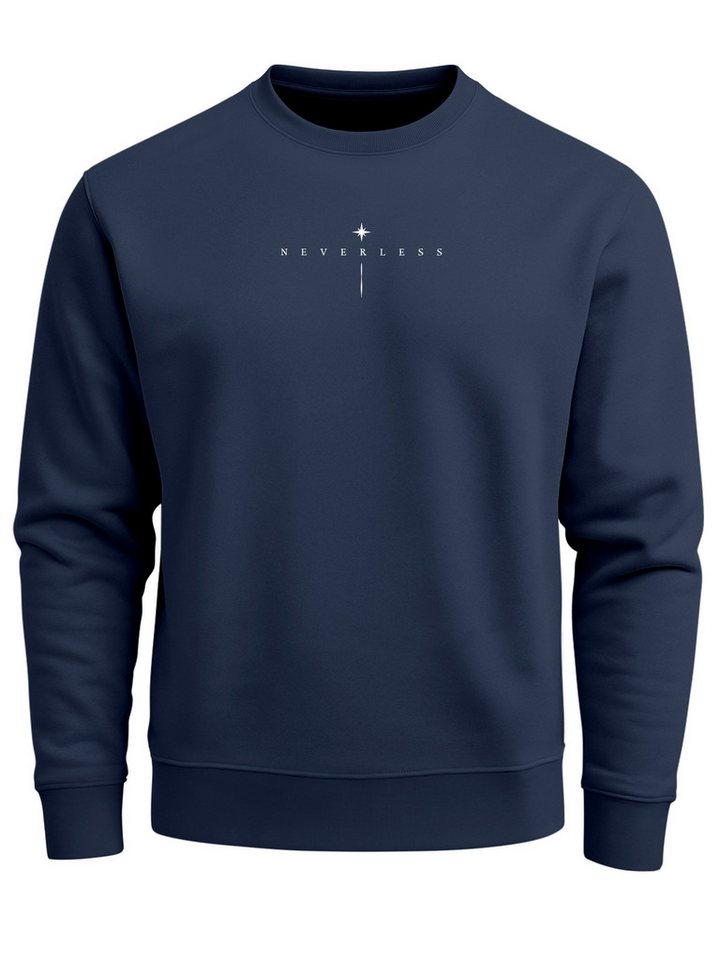 Neverless Sweatshirt Sweatshirt Herren Pullover mit Backprint Astronomie Sonne-Mond Design – Bild 4 von 5