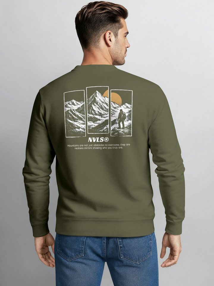 Neverless Sweatshirt Sweatshirt Herren Pullover mit Outdoor Grafik Print Berge Adventure – Bild 2 von 5