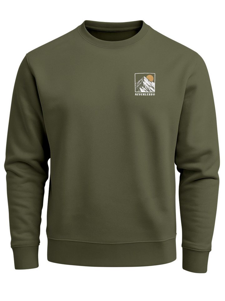 Neverless Sweatshirt Sweatshirt Herren Pullover mit Outdoor Grafik Print Berge Adventure – Bild 4 von 5