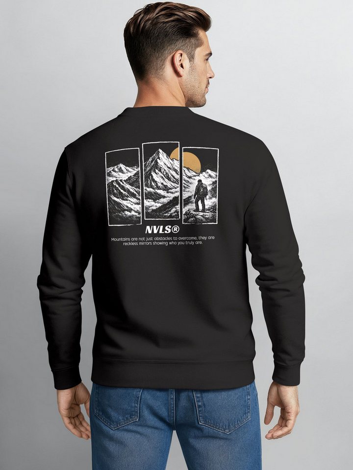 Neverless Sweatshirt Sweatshirt Herren Pullover mit Outdoor Grafik Print Berge Adventure – Bild 2 von 5