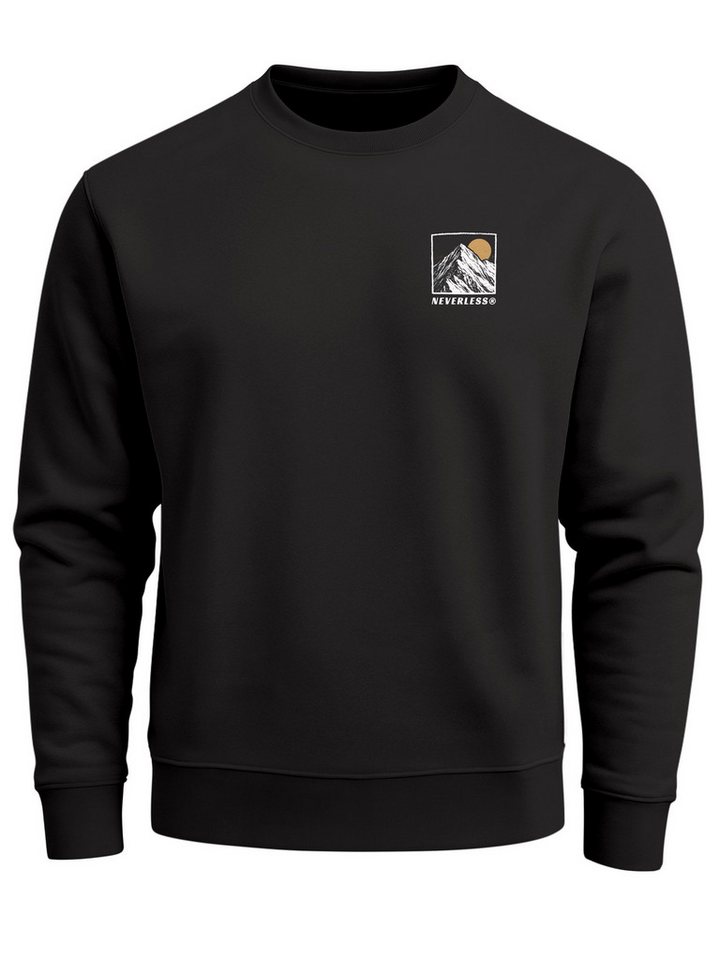 Neverless Sweatshirt Sweatshirt Herren Pullover mit Outdoor Grafik Print Berge Adventure – Bild 4 von 5
