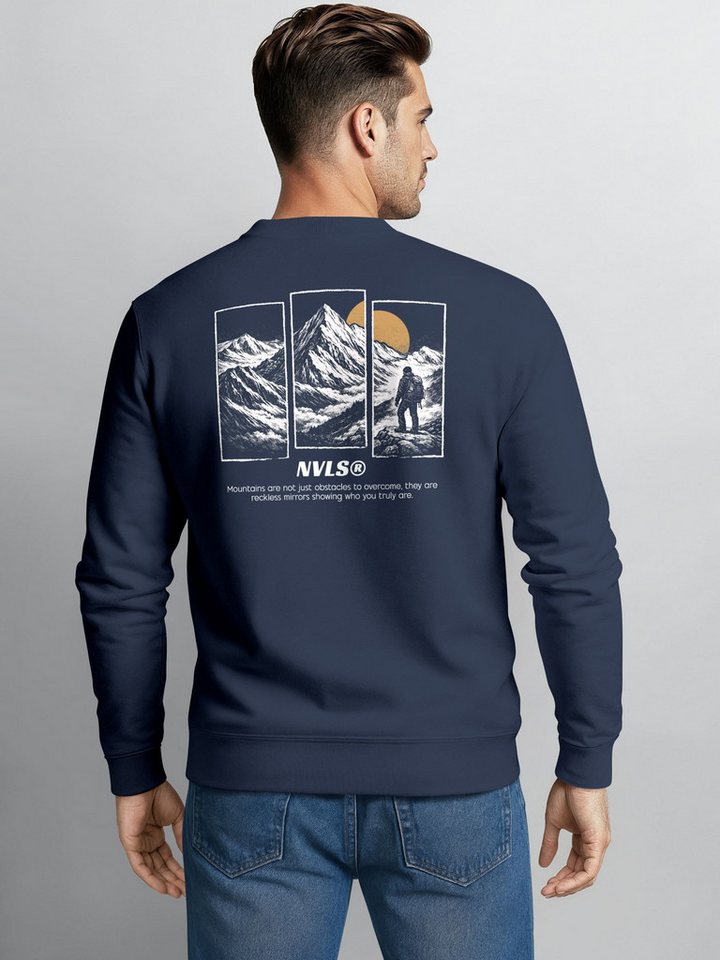 Neverless Sweatshirt Sweatshirt Herren Pullover mit Outdoor Grafik Print Berge Adventure – Bild 2 von 5