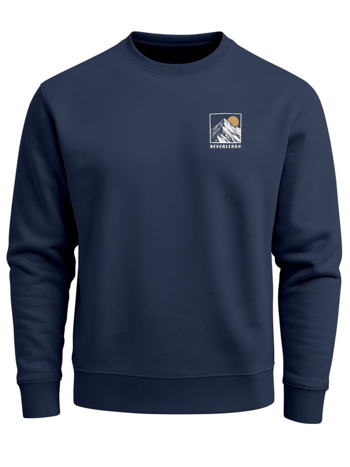 Neverless Sweatshirt Sweatshirt Herren Pullover mit Outdoor Grafik Print Berge Adventure – Bild 4 von 5