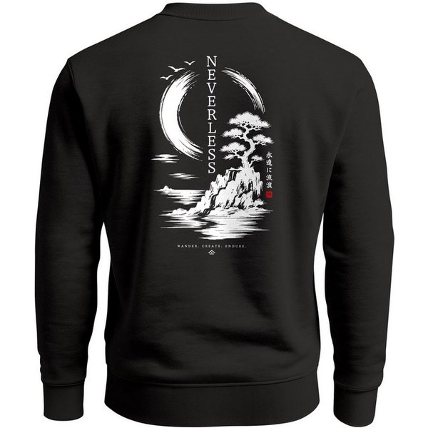 Neverless Sweatshirt Herren Sweatshirt mit Rückenprint - Spirit of Japan - Regular Fit