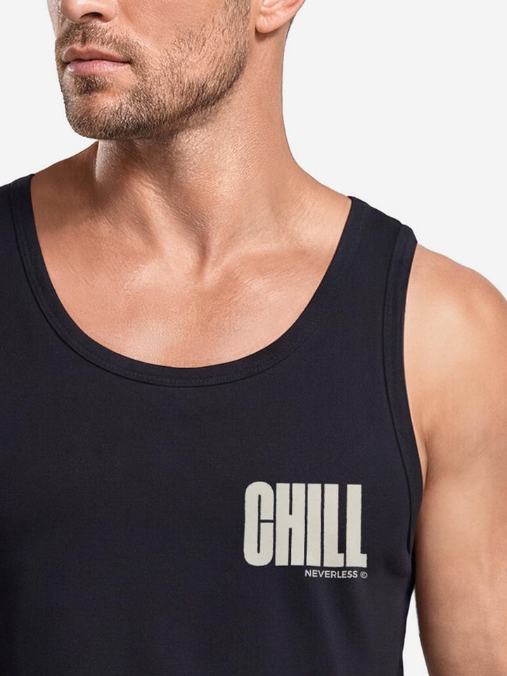 Neverless Tanktop Tanktop Herren mit Grafik-Print - Palmen Design Chill- Trägershirt mit Print – Bild 4 von 5