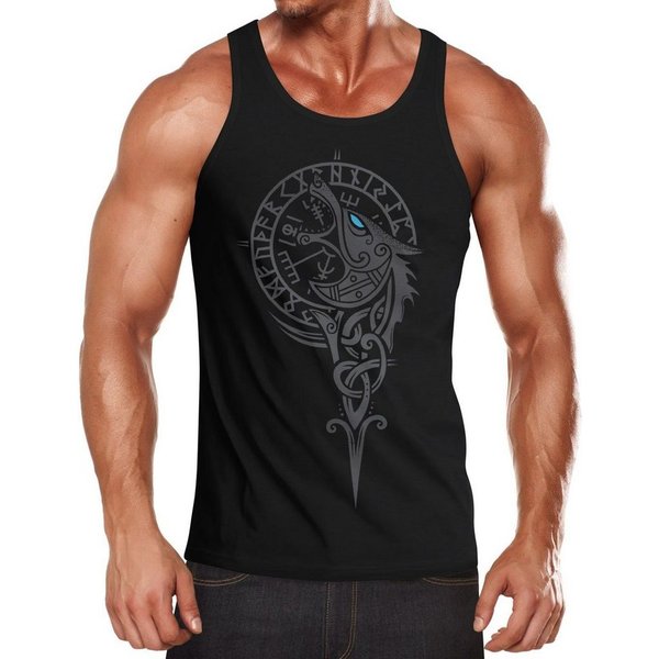 Neverless Tanktop Herren Tank-Top Wikinger Kompass Fenriswolf Fenrir Vegvisir Wolf mit Print