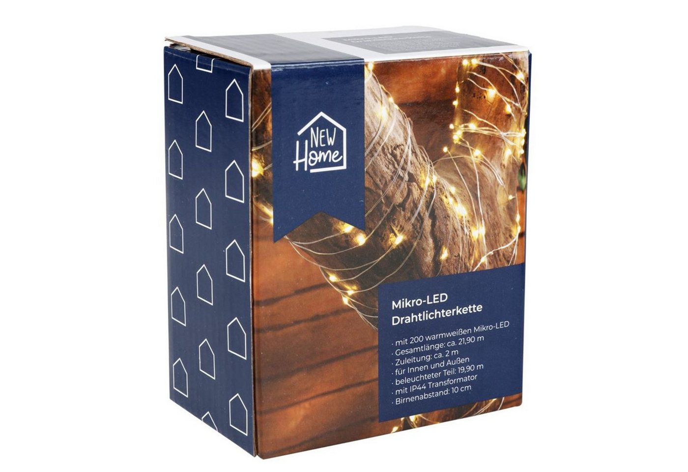 New Home Lichterkette LED-Drahtlichterkette mit Timer 21,9m 200 Micro-LEDs Warmweiß Deko – Bild 2 von 2