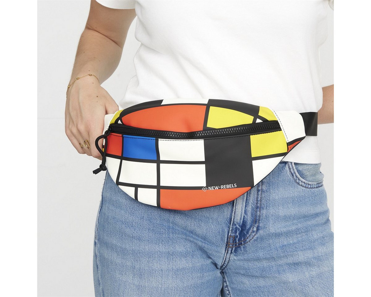NEW REBELS Bauchtasche Waistbag, Crossbag, Gürteltasche, Mart Brooklyn, wasserabweisendes Planenmaterial, im Mondrian Stil – Bild 2 von 5