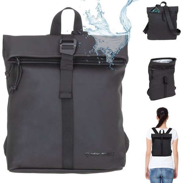 NEW REBELS Freizeitrucksack Damen klein Rucksack Handtasche Tasche, Reise Freizeit Bag wasserabweisend aus Plane + bagboom Etui