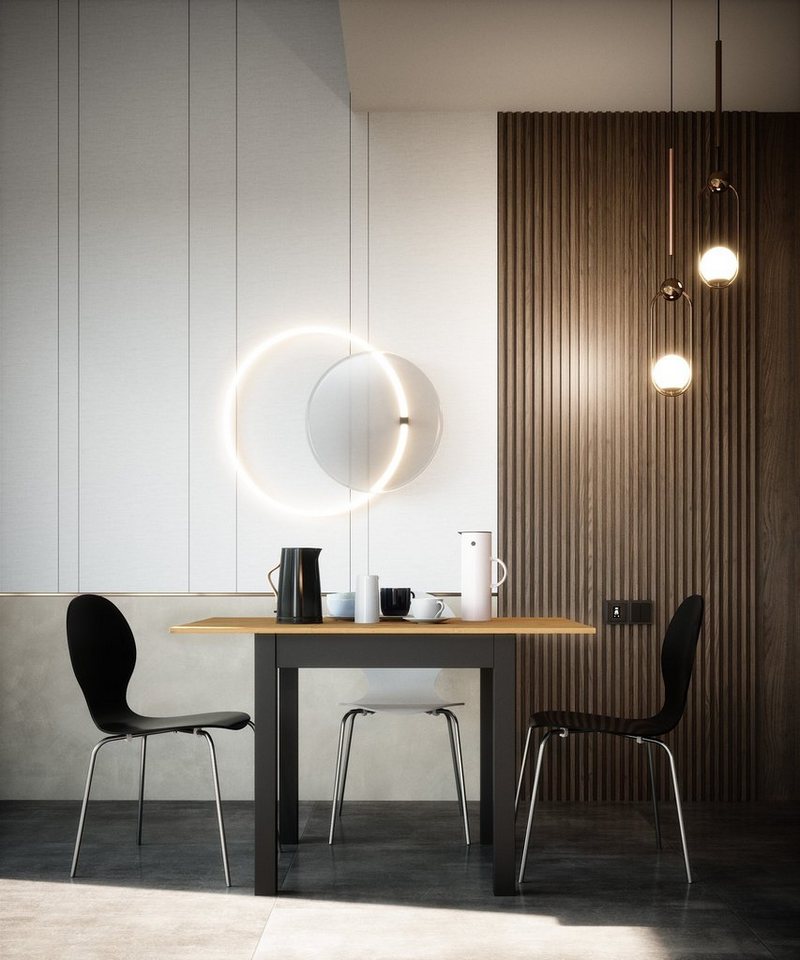Newroom Esstisch quadratisch Wildeiche 80 cm, quadratisch ausziehbar bis 120 cm Wildeiche Küchentisch Speisetisch – Bild 2 von 5