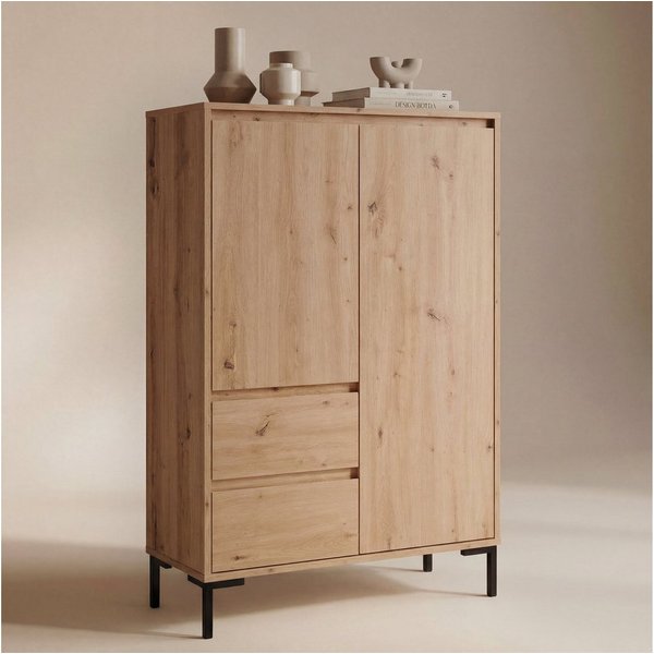 Newroom Highboard Artisan Eiche 81 cm, Highboard Wildeiche Optik Modern Industrial Sideboard Kommode Anrichte