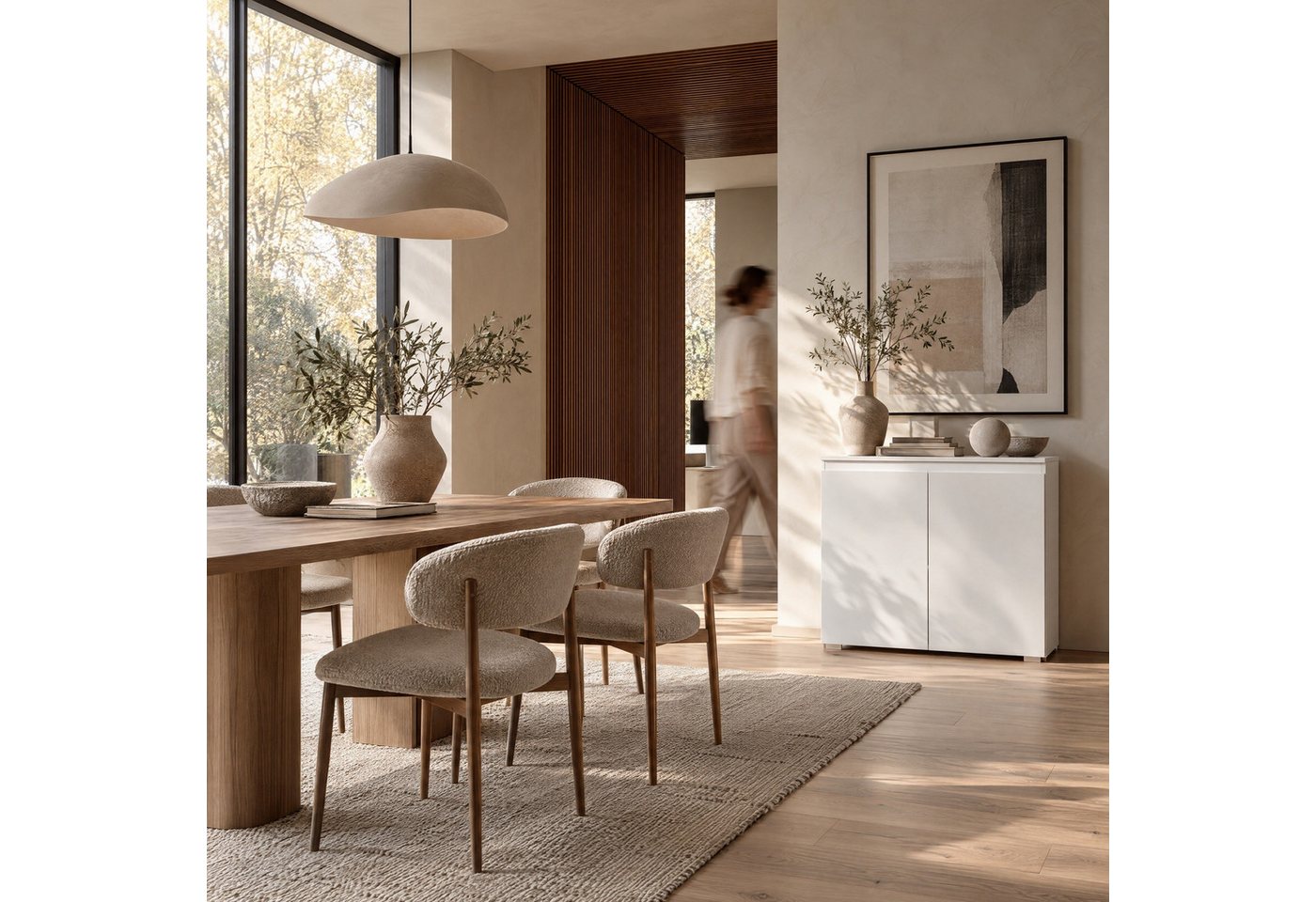 Newroom Kommode weiß 80 cm, Sideboard Weiß Modern Landhaus Skandinavisches Design Wohnzimmer – Bild 3 von 5