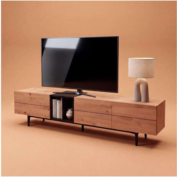 Newroom Lowboard Wildeiche 195 cm, TV Board Wildeiche Vintage Industrial Landhausstil TV Schrank