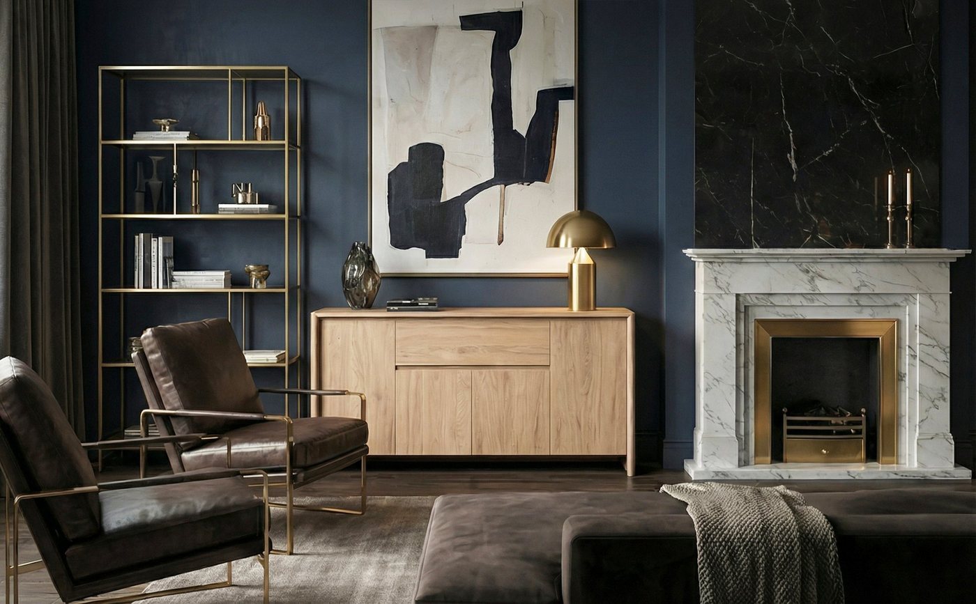 Newroom Sideboard Eiche braun 164 cm, Sideboard Eiche Braun Holzoptik Modern Grifflos Kommode Anrichte Wo... – Bild 5 von 5