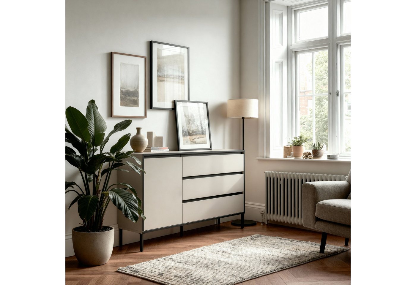 Newroom Sideboard Kaschmir 136 cm, Kommode Kaschmir Elegant Sideboard Highboard Wohnzimmer Anrichte Sc... – Bild 2 von 5