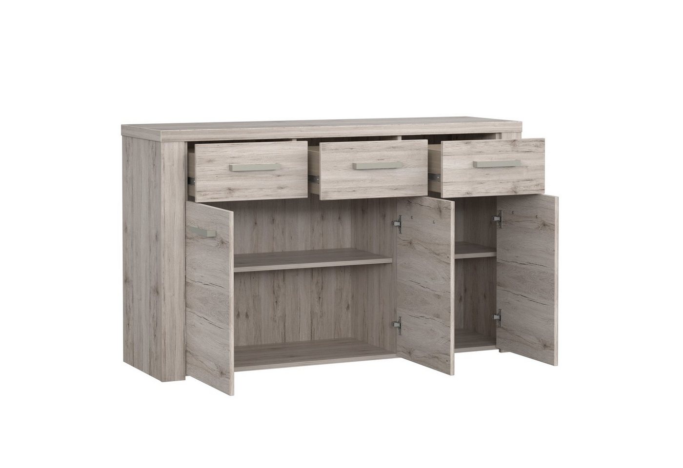 Newroom Sideboard Sandeiche 136 cm, Sideboard Sandeiche Modern Sideboard Highboard Wohnzimmer – Bild 2 von 2