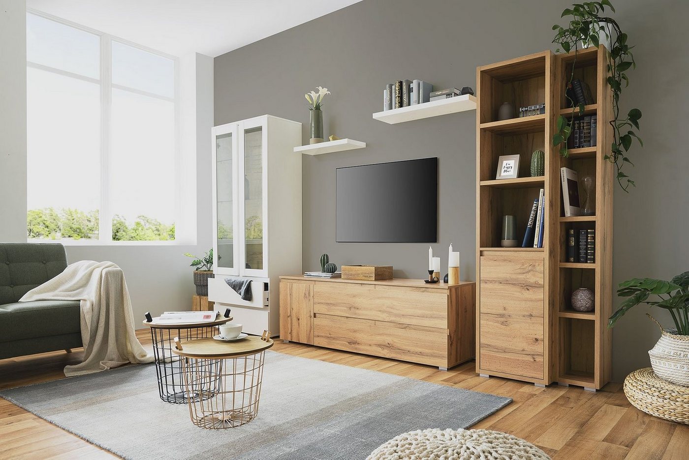 Newroom Standregal Dekor Honig Eiche 25 cm, Regal Honig Eiche Dekor Holzregal Raumteiler Bücherregal Wohnzimmer – Bild 2 von 4