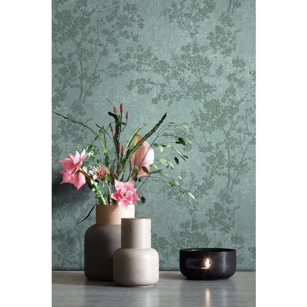 Newroom Vliestapete Muster1 Tapete Blumentapete Blumen,Blätter,Blüten, Grün Tapete Blumen Floral - Blumentapete Mustertapete Weiß Dunkelgrün Blätter Modern für 