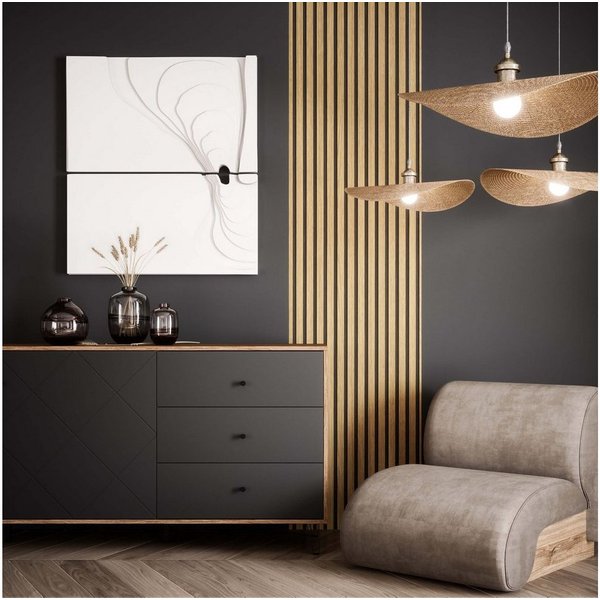 Newroom Vliestapete Paneel 2,5x0,53m Barcley Nature Tapete Holztapete, Holzwand Lamellen - Lamellenwand Naturholz Skandi Modern Wohnzimmer Schlafzimmer Tapete H