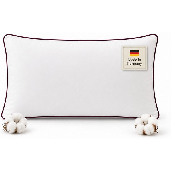 NEXGEN Luxus Baumwollkissen Baumwollkissen mit Biese, Hotelqualität, hergestellt in Deutschland, Füllung: Premium-Füllwatte, Bezug: Baumwolle, Seitenschläfer, B