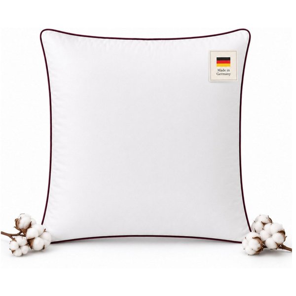 NEXGEN Luxus Baumwollkissen Baumwollkissen mit Biese, Hotelqualität, hergestellt in Deutschland, Füllung: Premium-Füllwatte, Bezug: Baumwolle, Seitenschläfer, B