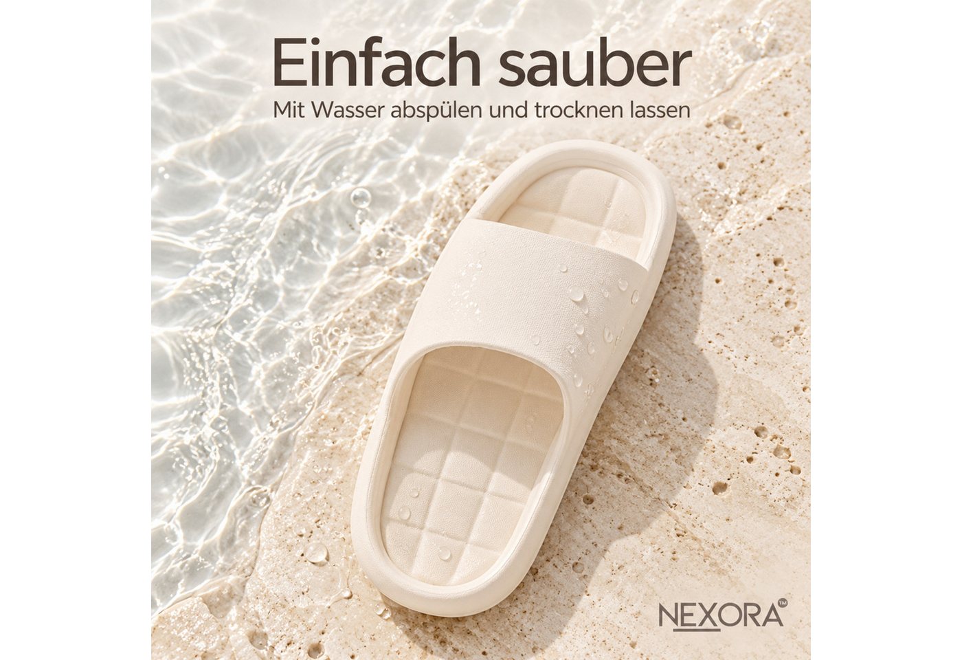 NEXORA Hausschuhe, Badeschuhe Damen & Herren, weiche Hausschuhe Badeschuh (Paar) 2in1 als Hausschuhe & Badeschuhe nutzbar – Bild 4 von 5