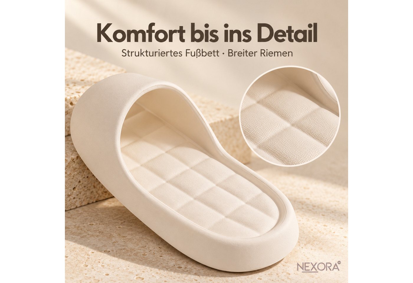 NEXORA Hausschuhe, Badeschuhe Damen & Herren, weiche Hausschuhe Badeschuh (Paar) 2in1 als Hausschuhe & Badeschuhe nutzbar – Bild 5 von 5