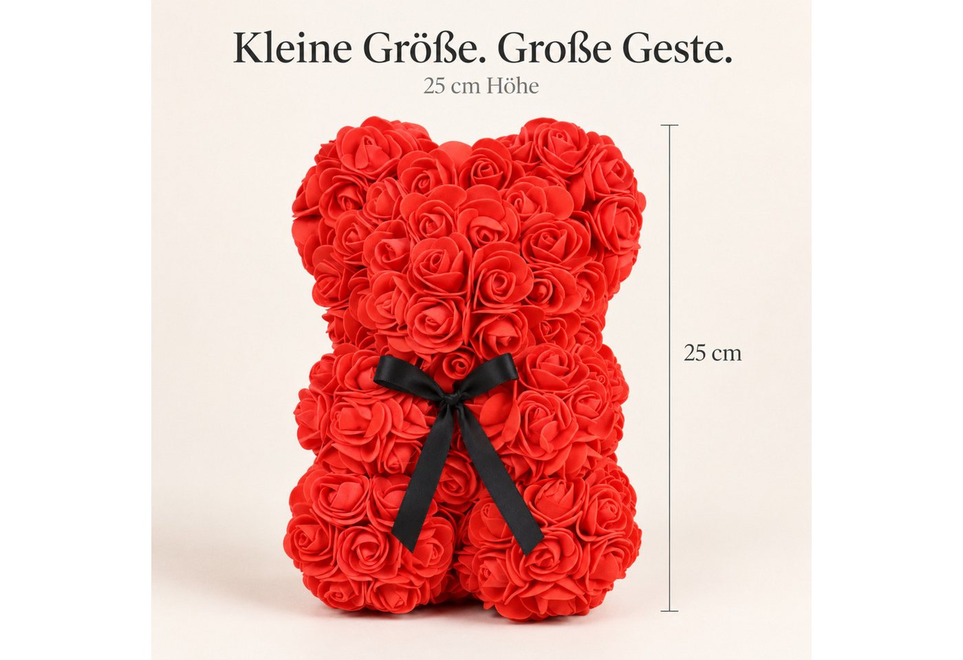 Kunstblume Rosenbär, Valentinstagsgeschenk, Ewige Rosen Figur Kunstrosen, NEXORA, Rosenbär aus ewigen Rosen, Höhe 25cm, Valentinstag Rosen, Jahrestag – Bild 4 von 5