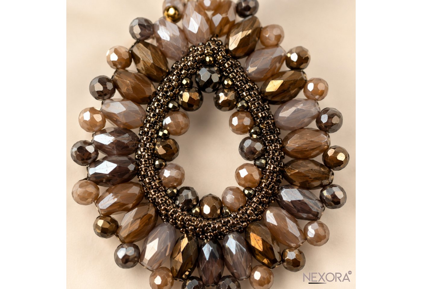 NEXORA Perlenohrringe Statement Ohrringe Damen Tropfen Ohrhänger Elegant Boho Schmuck (1 Paar Ohrringe), Statement-Design, Tropfenform, dekorativer Schmuckbesat – Bild 3 von 4