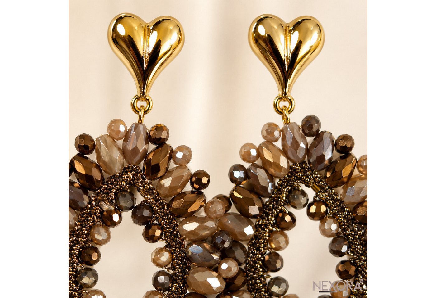 NEXORA Perlenohrringe Statement Ohrringe Damen Tropfen Ohrhänger Elegant Boho Schmuck (1 Paar Ohrringe), Statement-Design, Tropfenform, dekorativer Schmuckbesat – Bild 4 von 4