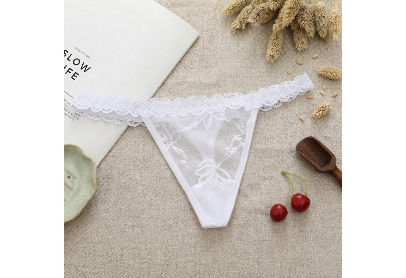 NEXORA Stringtanga Tanga, String, Damenunterwäsche, Spitzenstring, Dessous Onesize mit elastischem Bund, passt sich Ihrem Körper optimal an – Bild 2 von 5