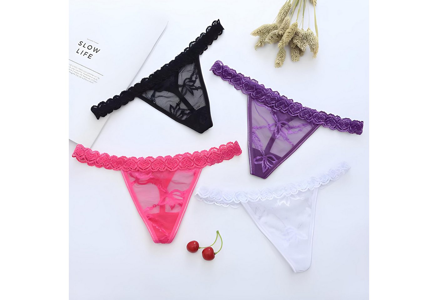 NEXORA Stringtanga Tanga, String, Damenunterwäsche, Spitzenstring, Dessous Onesize mit elastischem Bund, passt sich Ihrem Körper optimal an – Bild 5 von 5