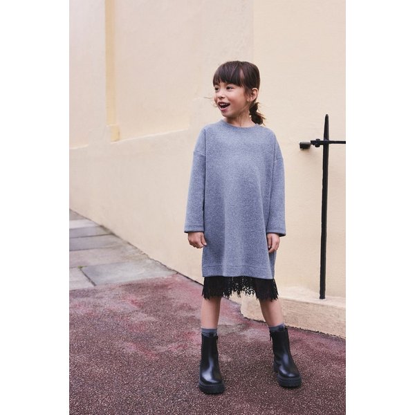 Next 2-in-1-Kleid 2-in-1-Pulloverkleid mit Spitzensaum (1-tlg)