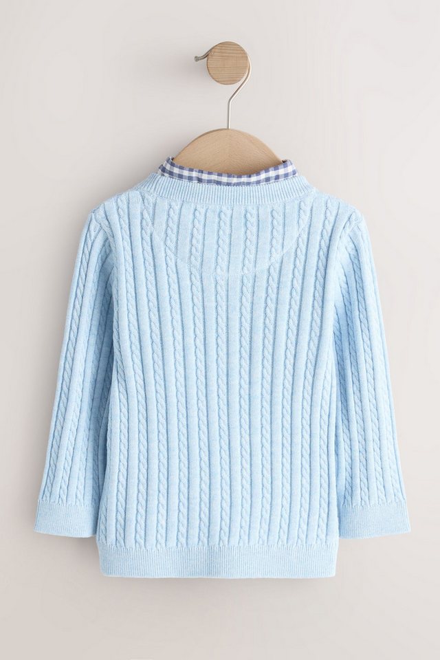 Next 2-in-1-Pullover Pullover mit Zopfstrickmuster und Hemdeinsatz (1-tlg) – Bild 2 von 5