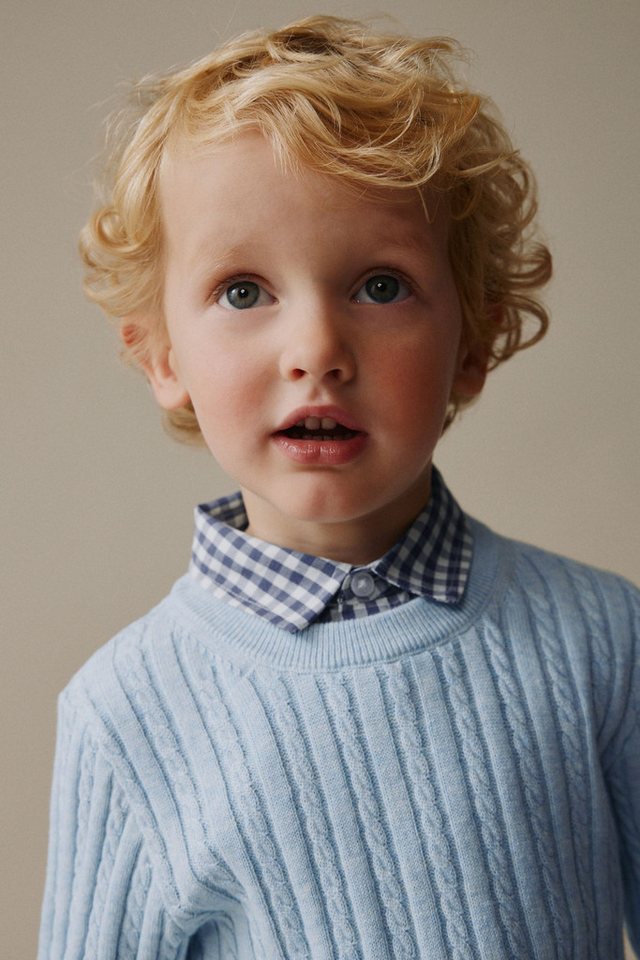 Next 2-in-1-Pullover Pullover mit Zopfstrickmuster und Hemdeinsatz (1-tlg) – Bild 5 von 5