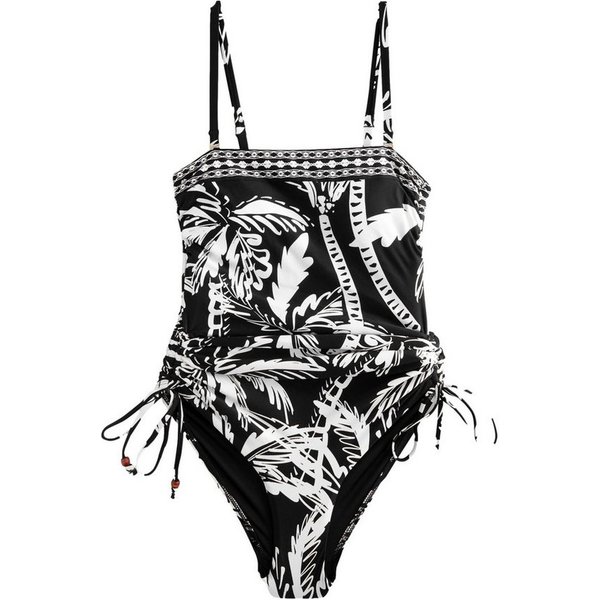 Next Badeanzug Bauchformender Bandeau-Badeanzug mit Beinrüschen (1-St)