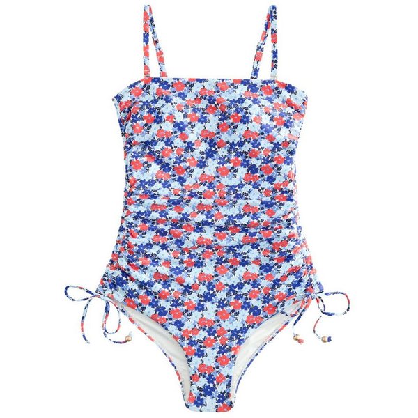 Next Badeanzug Bauchformender Bandeau-Badeanzug mit Beinrüschen (1-St)