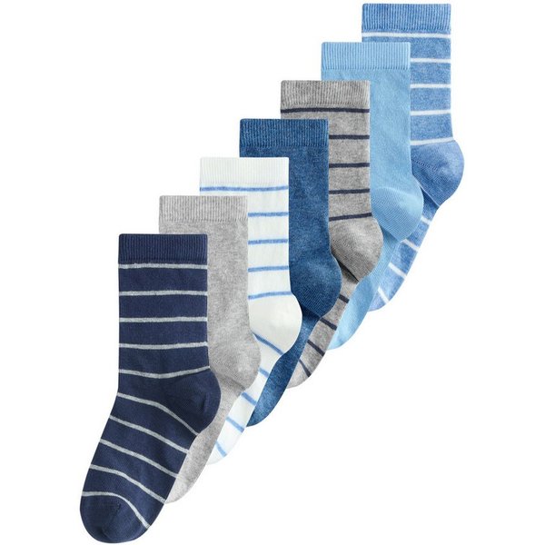 Next Basicsocken Gestreifte Socken mit Baumwollanteil, 7er-Pack (7-Paar)