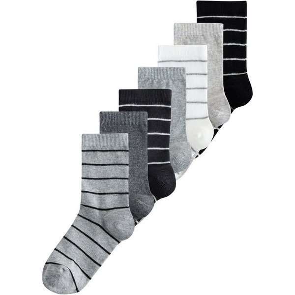 Next Basicsocken Gestreifte Socken mit Baumwollanteil, 7er-Pack (7-Paar)