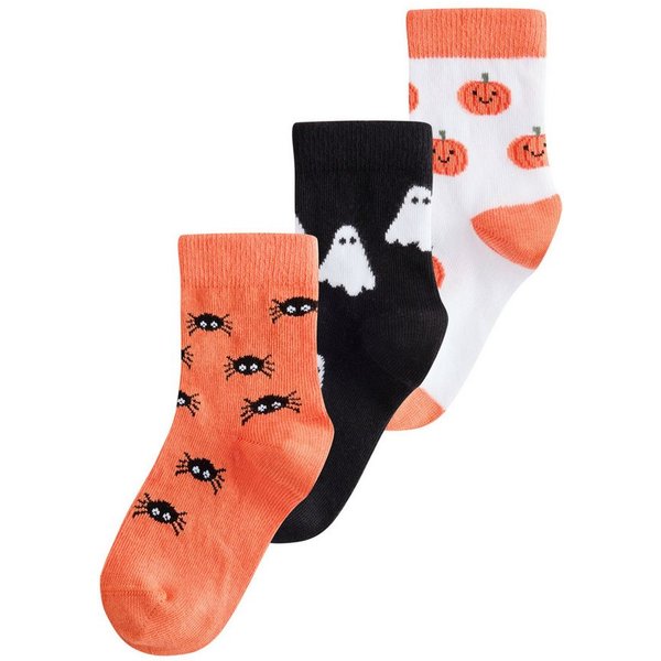 Next Basicsocken Socken mit Halloweenmotiv und Baumwolle, 3er-Pack (3-Paar)