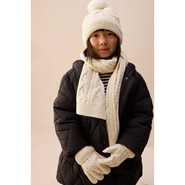 Next Beanie Set mit Zopfmuster-Beanie, Schal und Handschuhen (3-St)