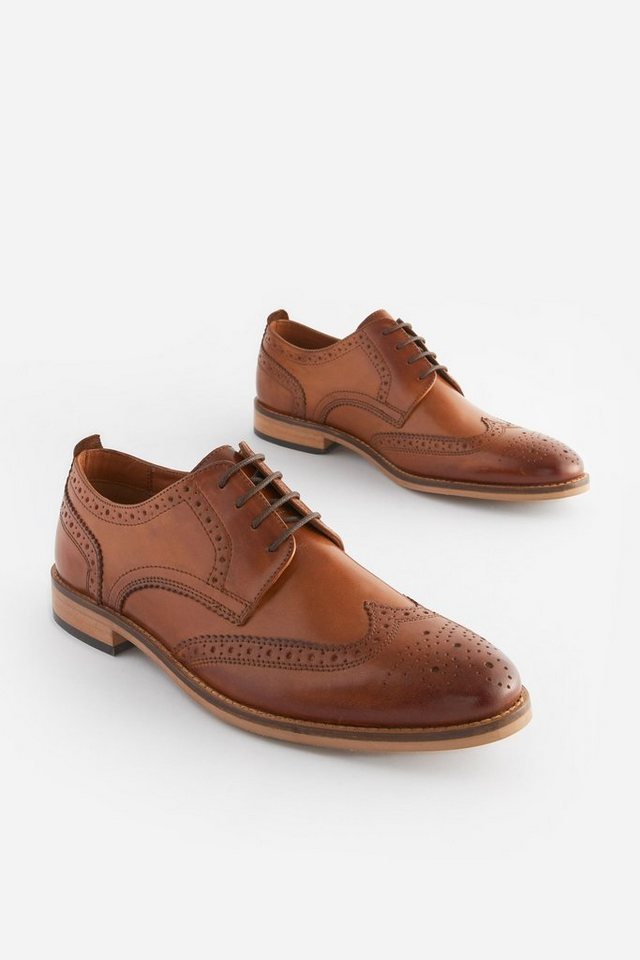 Next Brogues aus Leder mit Kontrastsohle, weite Schnürschuh – Bild 2 von 5