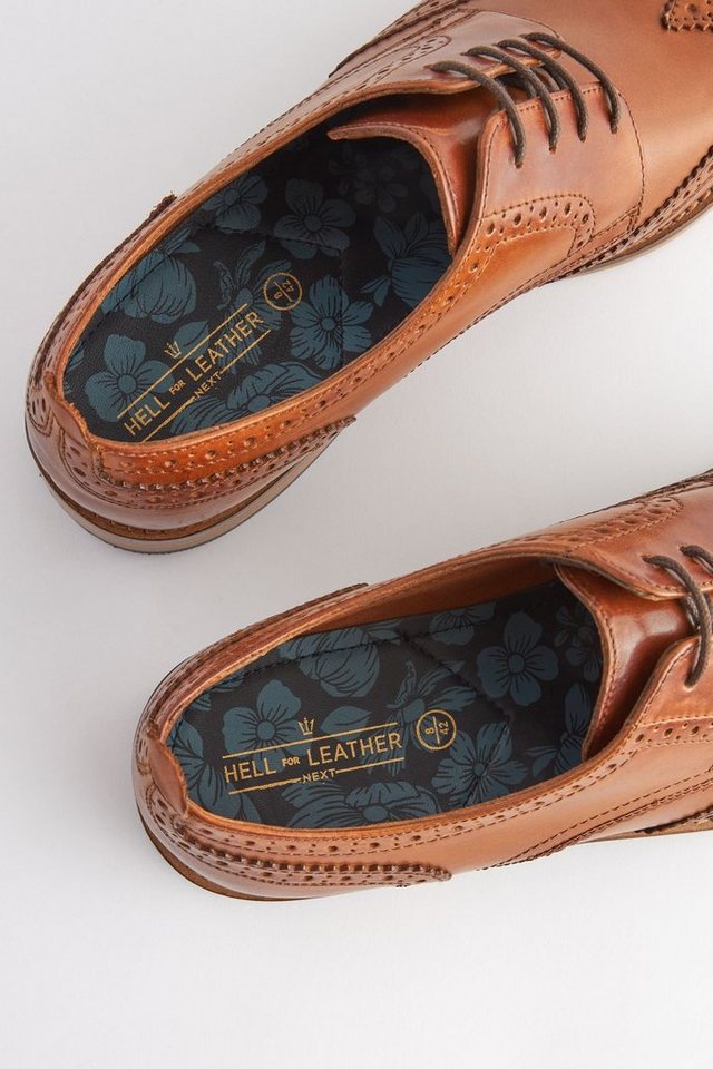 Next Brogues aus Leder mit Kontrastsohle, weite Schnürschuh – Bild 4 von 5