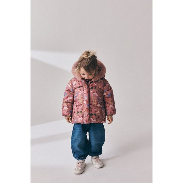 Next Fellimitatmantel Wasserabweisende Steppjacke mit Kunstfell (1-tlg)