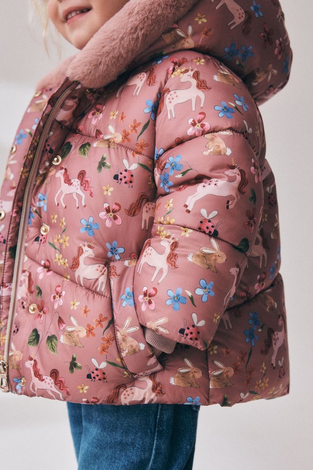 Next Fellimitatmantel Wasserabweisende Steppjacke mit Kunstfell (1-tlg) – Bild 3 von 5