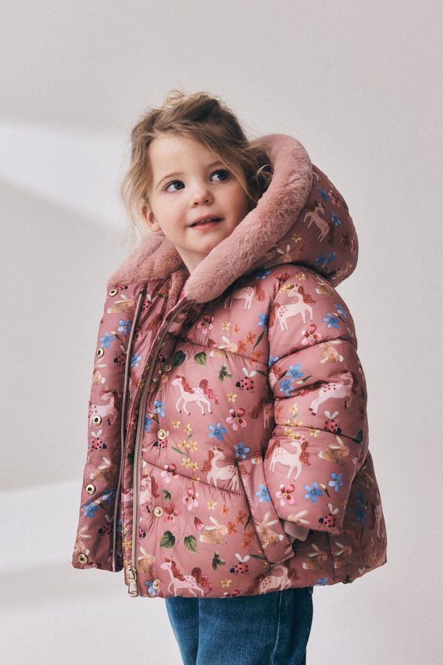 Next Fellimitatmantel Wasserabweisende Steppjacke mit Kunstfell (1-tlg) – Bild 4 von 5