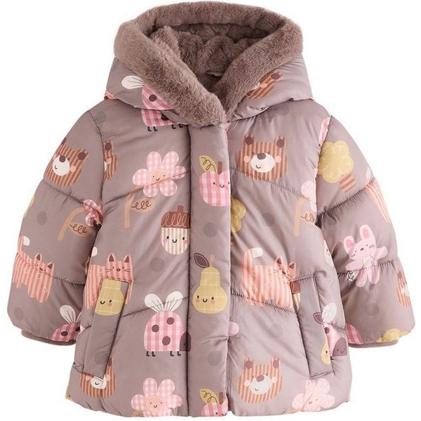 Next Fellimitatmantel Wasserabweisende Steppjacke mit Kunstfell (1-tlg)