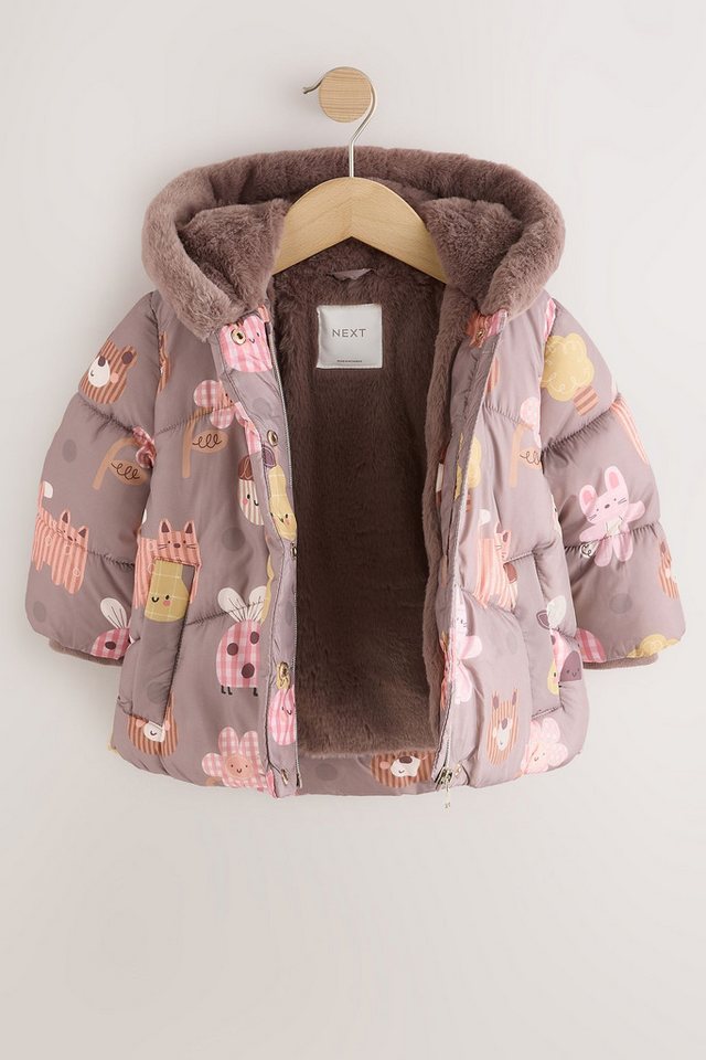 Next Fellimitatmantel Wasserabweisende Steppjacke mit Kunstfell (1-tlg) – Bild 3 von 5
