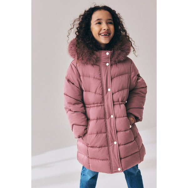 Next Fellimitatmantel Wasserabweisende Steppjacke mit Kunstfell (1-tlg)